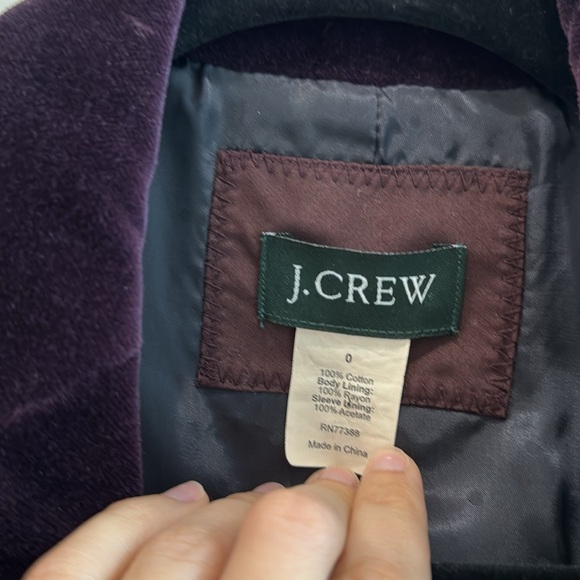 J Crew plum velvet blazer size 0 - Picture 2 of 5